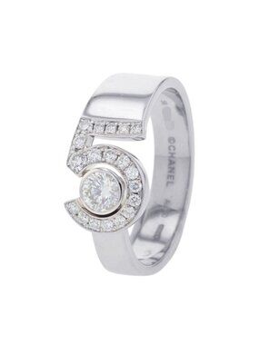 Chanel Ring Eternal No. 5 Diamond Center Stone 18K White Gold
